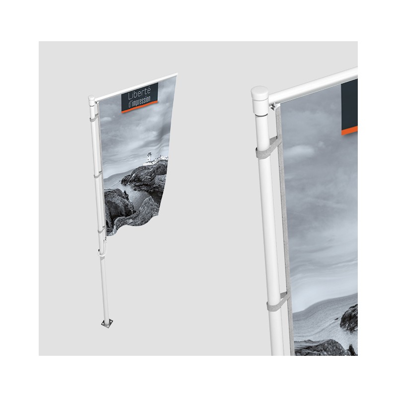 Mât en aluminium à potence rotative, laqué blanc