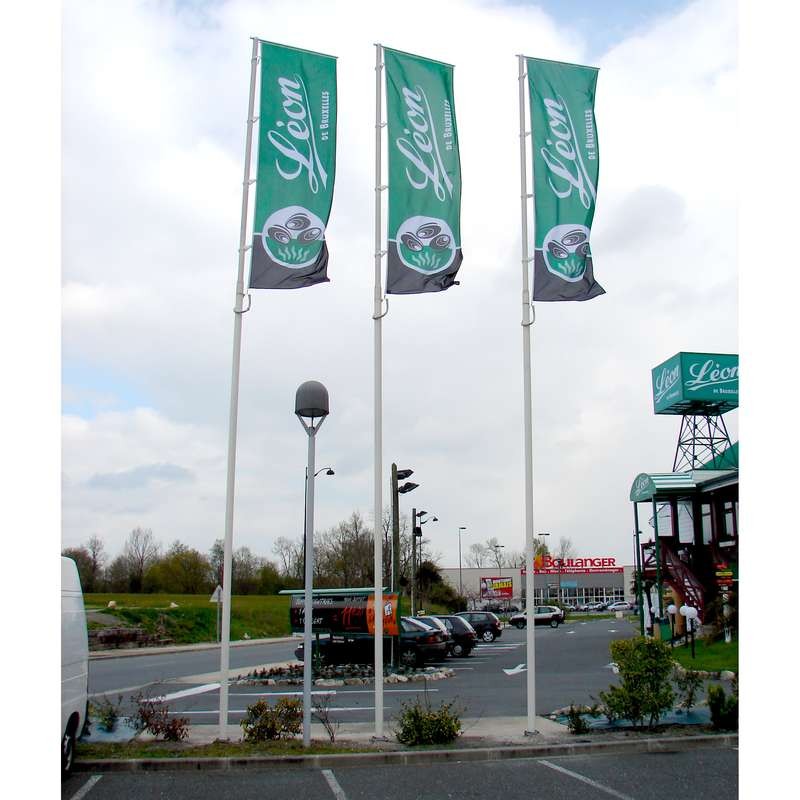 Mât en aluminium à potence rotative, laqué blanc