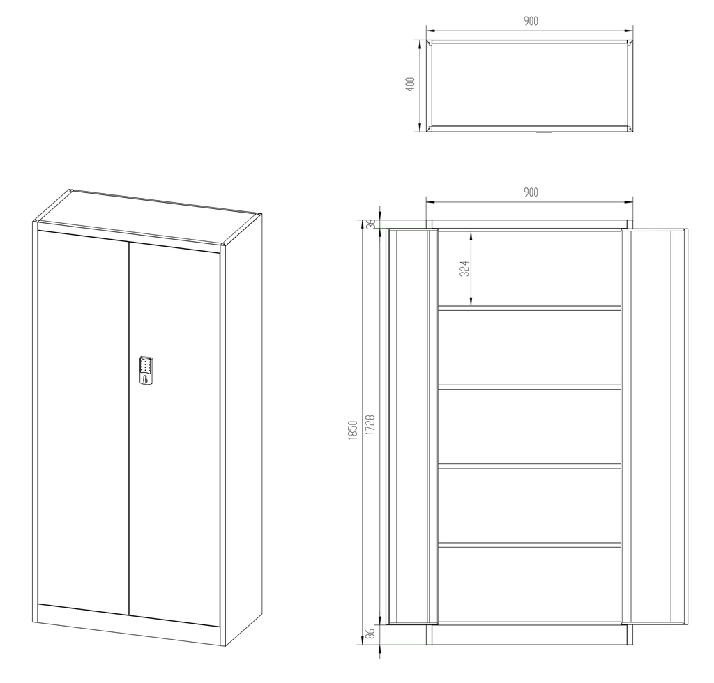 Armoire en acier verrouillable à combinaison