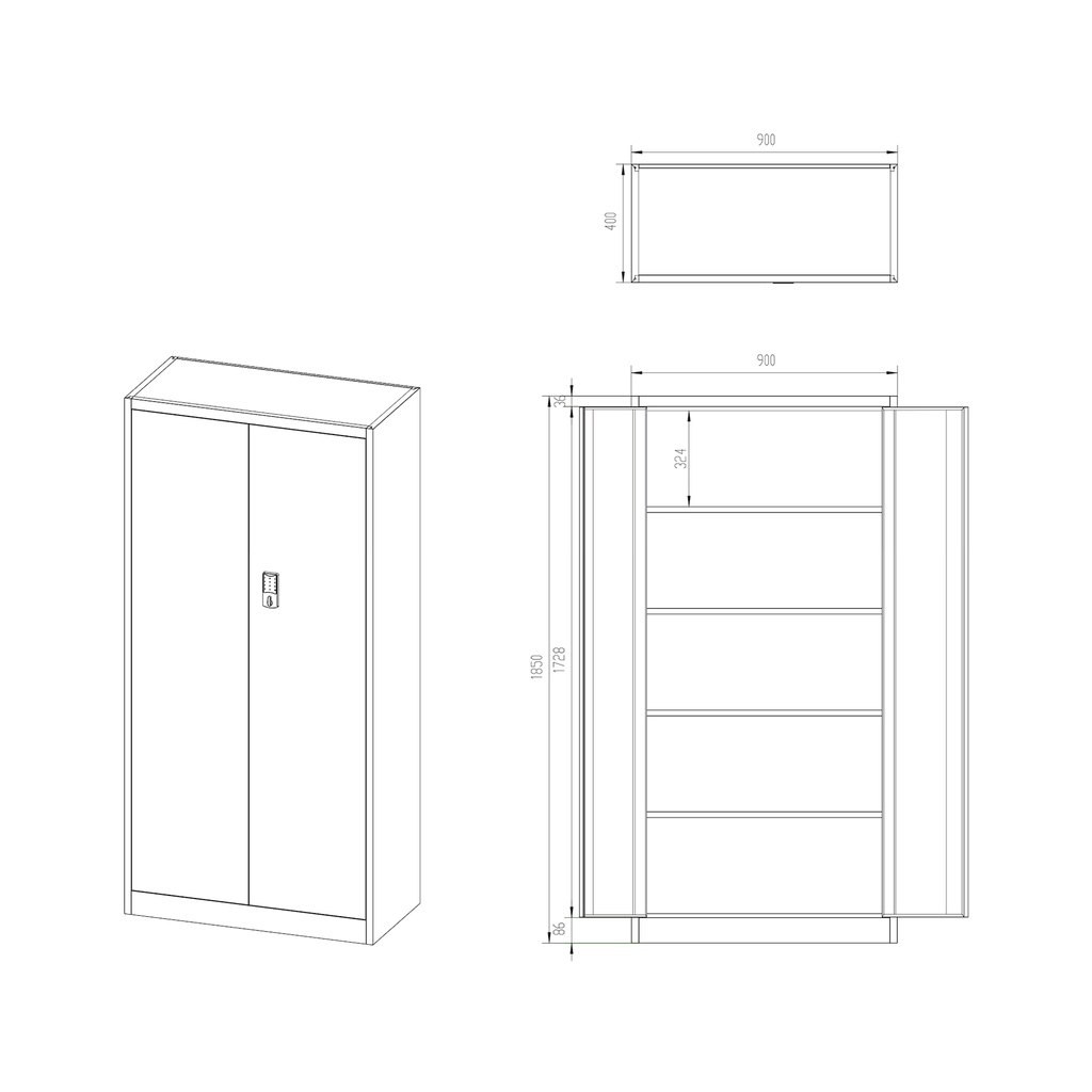 Armoire métallique avec serrure à code - Blanc
