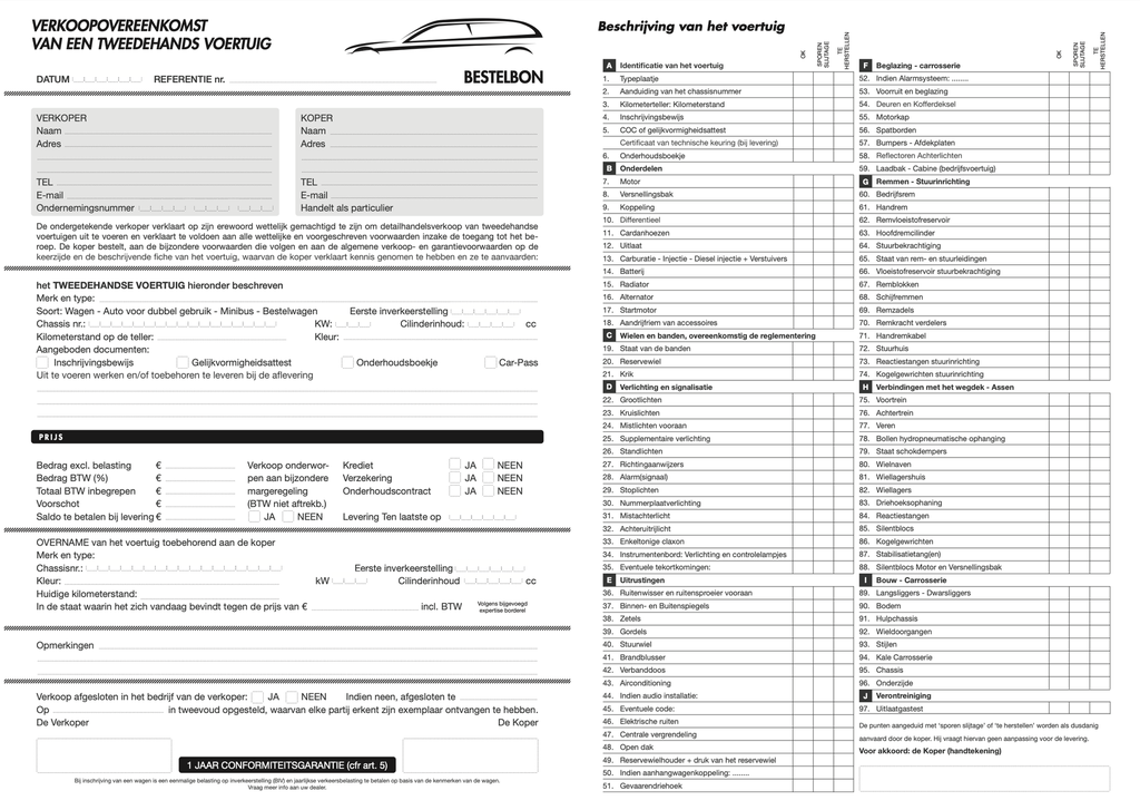 Bon de commande pour VO en néerlandais valable en Belgique x50