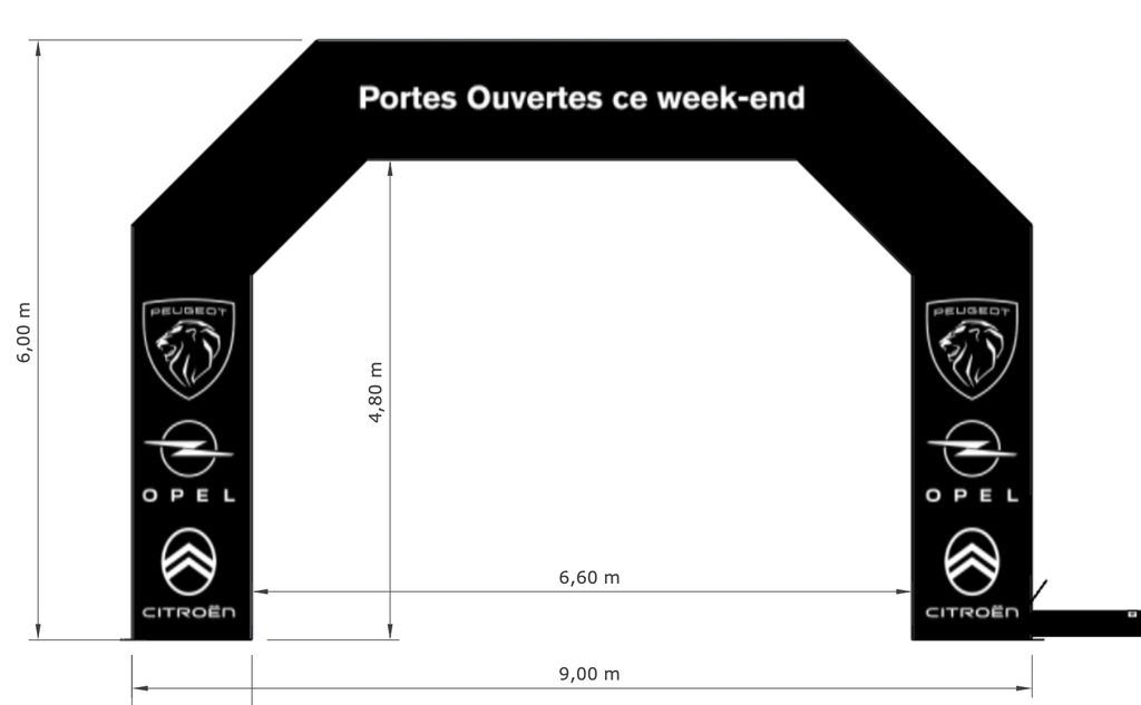 Arche publicitaire gonflable en polyester 9 x 6 m - CLARENS Automobiles