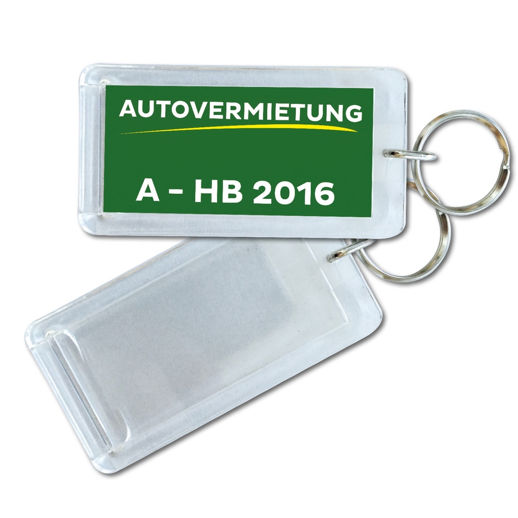 Sleutelhangers van acrylglas 75 x 40 mm