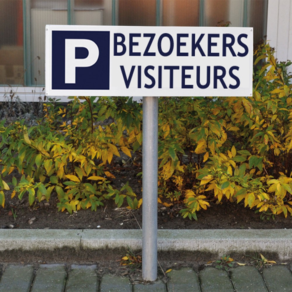 Parkeerbord in aluminium met paal van 150cm