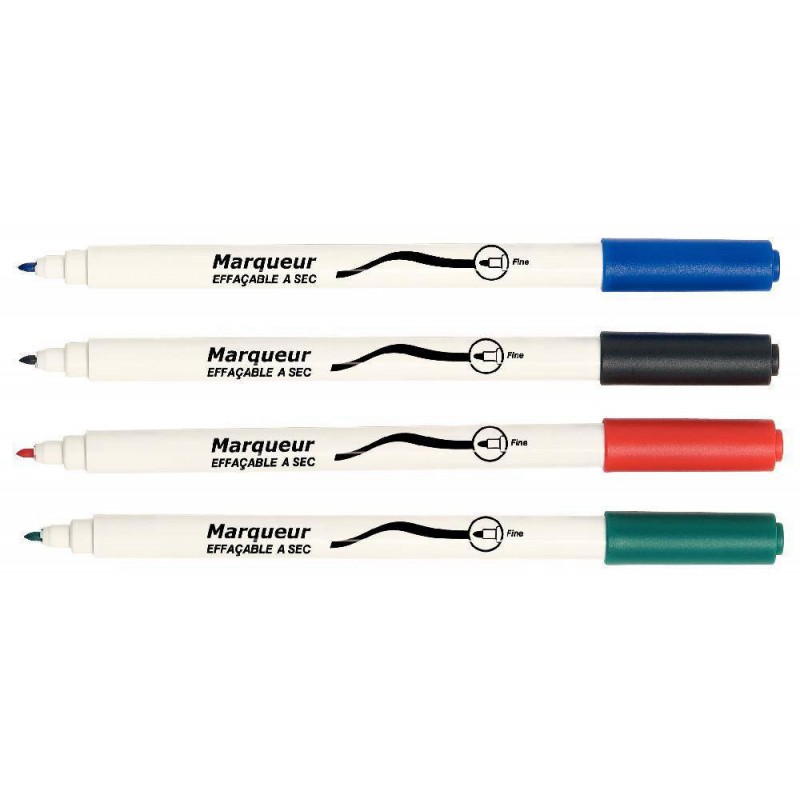 Set de 4 marqueurs fins effaçables à sec