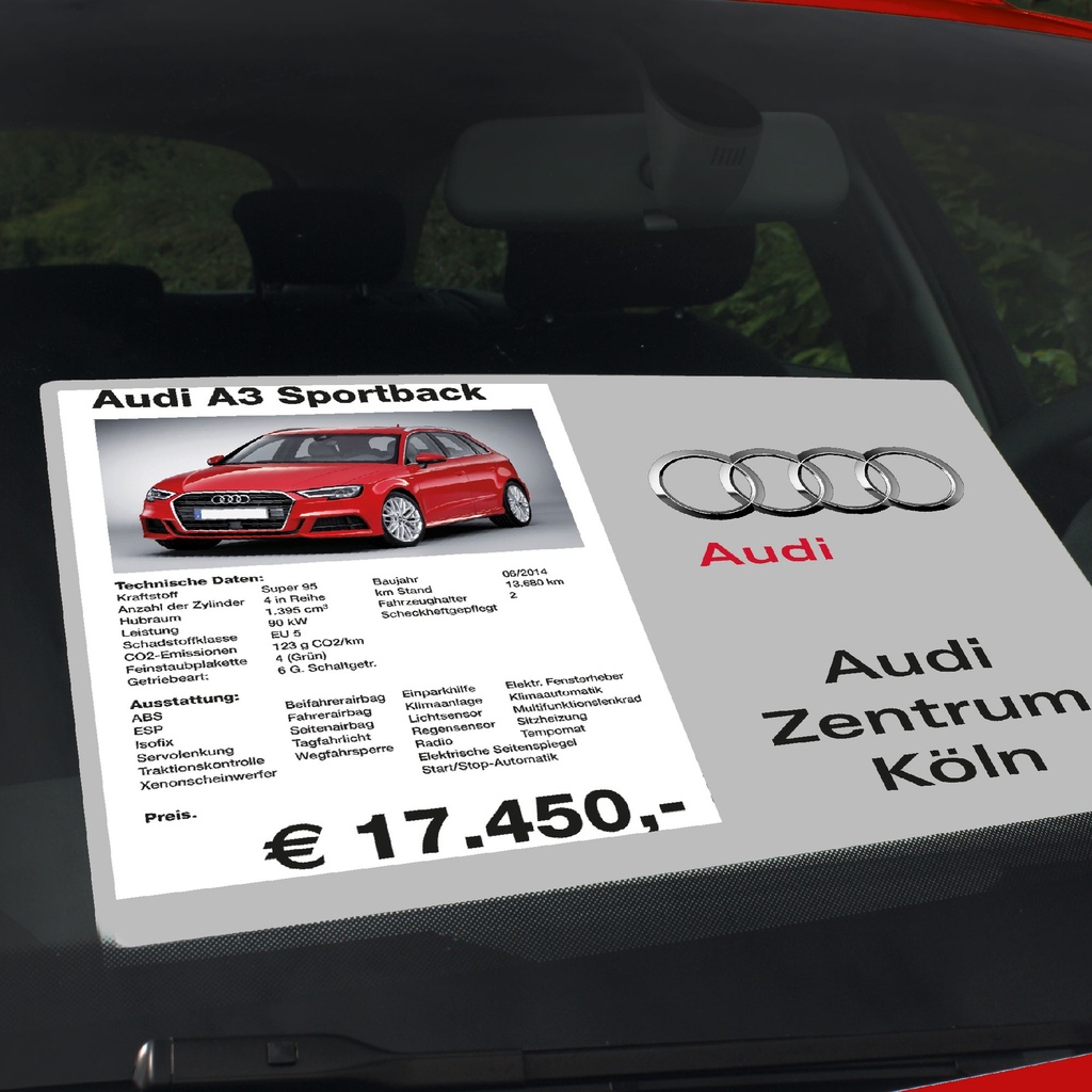 Verkoopkaarthouder uit aluminium met opdruk voor A4 staand fiches