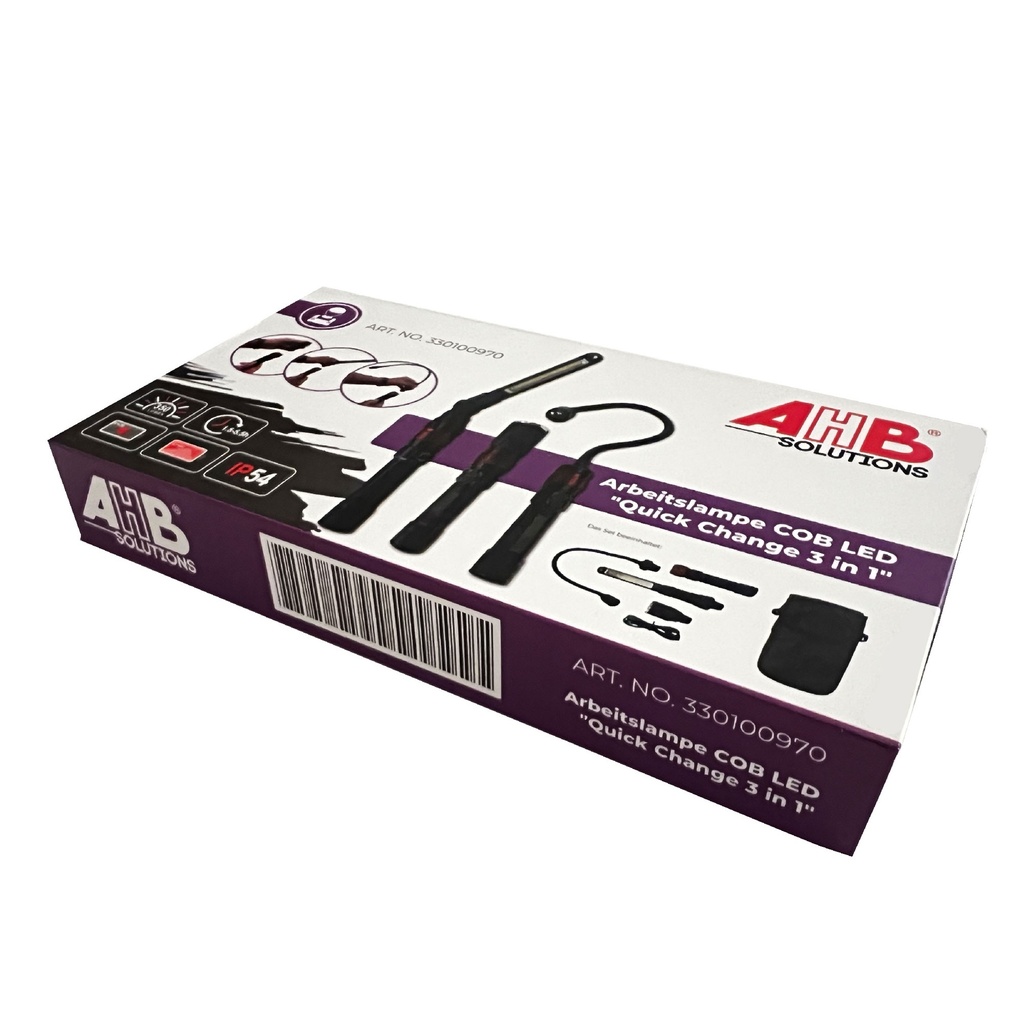 Lampe de travail COB LED "3 en 1"