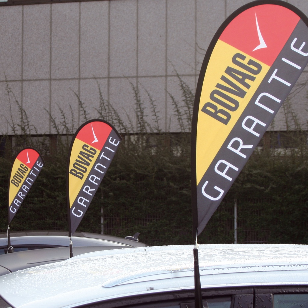 Vlaggenslinger met 48 wimpels (28 m) +  mast