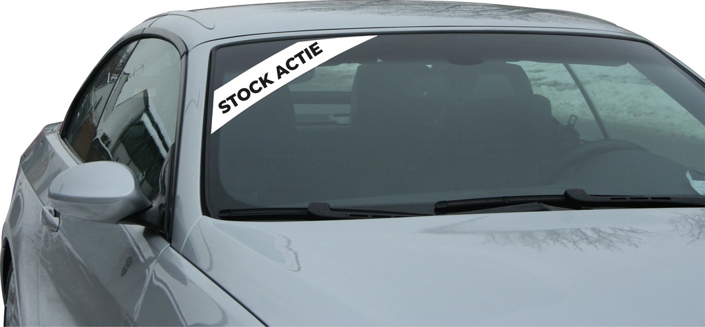 Sticker trapezium 554 x 115 mm " Stock Actie"