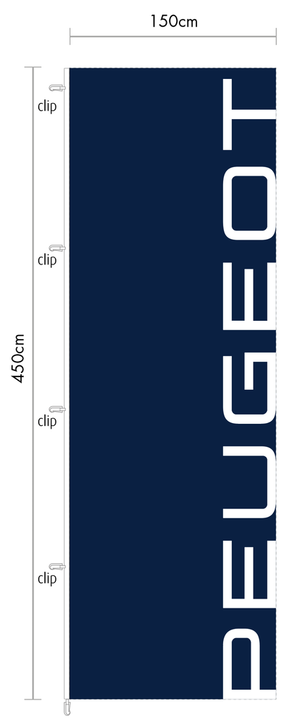 Vlag 150 x 450 cm - Peugeot