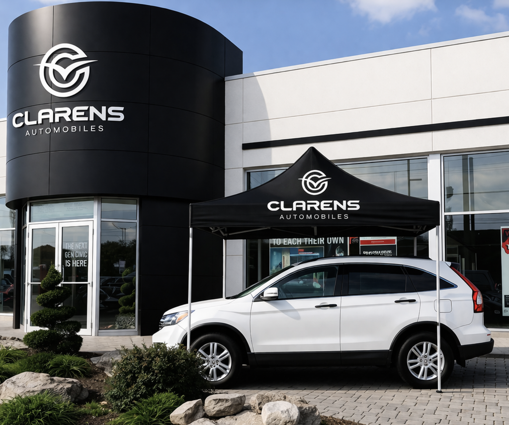 Plooitent 3,0 x 3,0 m met opdruk - Clarens Automobile