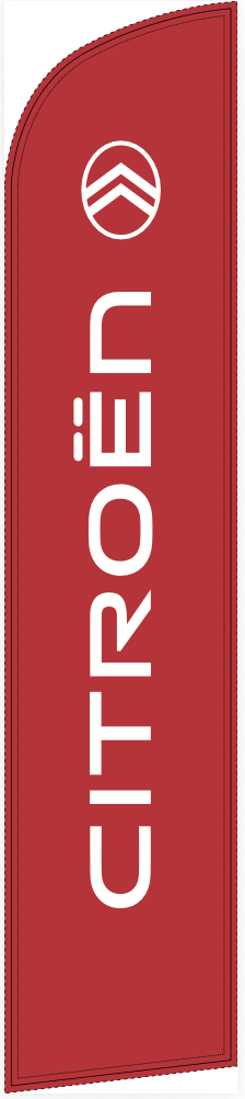 Beach flag 330 x 70 cm - Citroën fond rouge avec emblème