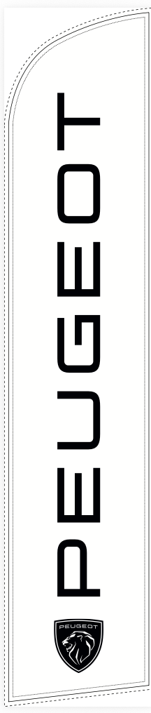 Beach flag 330 x 70 cm - Peugeot witte achtergrond