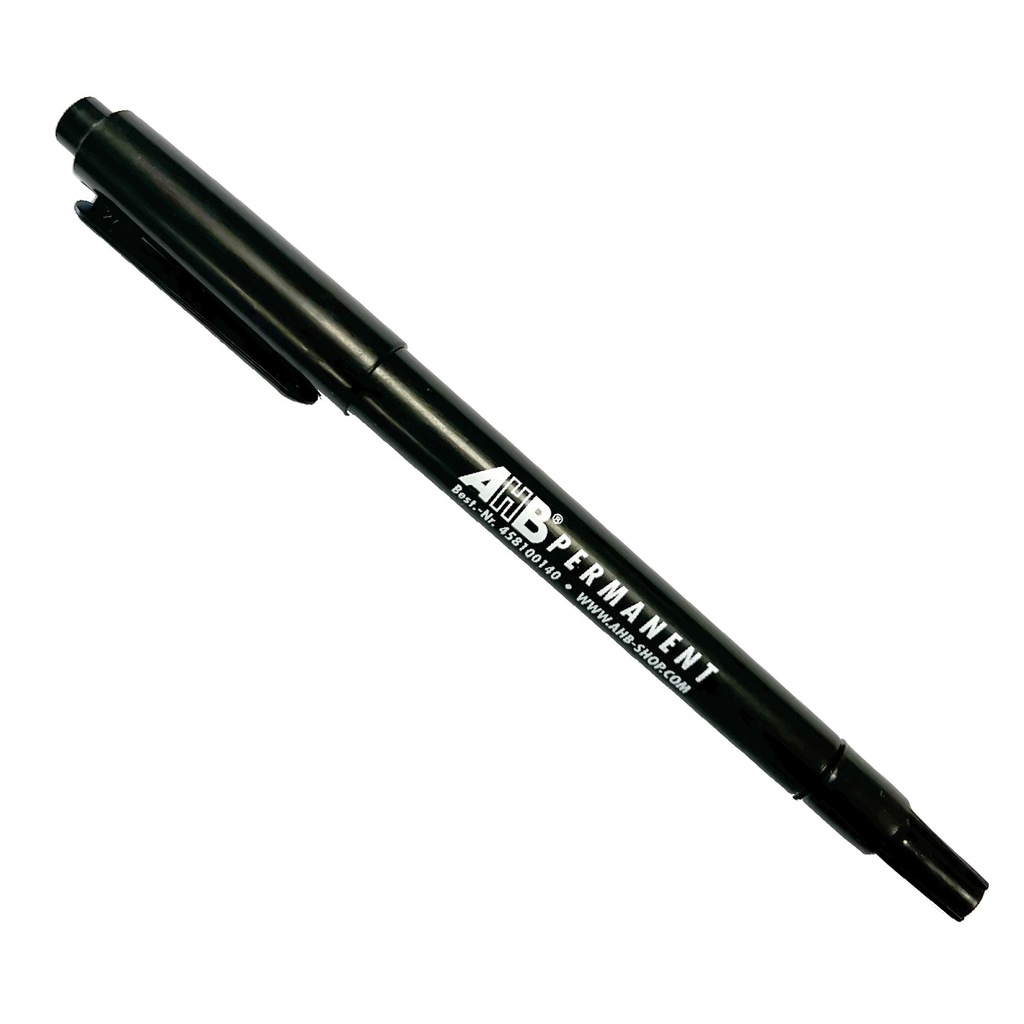 Zwarte pen "AHB Permanent" met 2 schrijfbreedtes