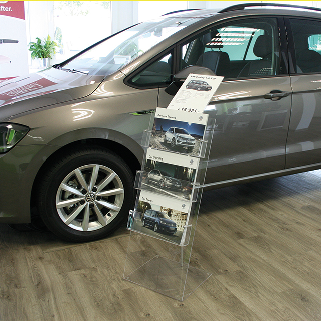 Brochurehouder  "3 x A4" in acrylglas  met affichehouder