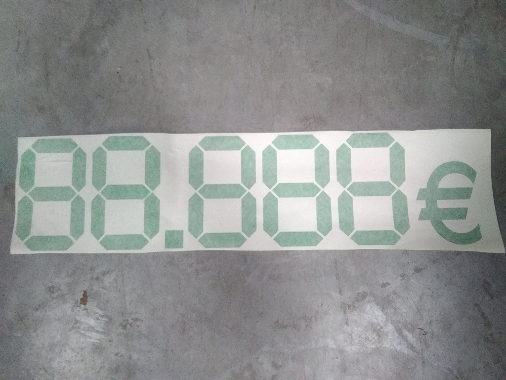 Affichage Digit- 88888€ Vert Fluo 80 X20 Cm