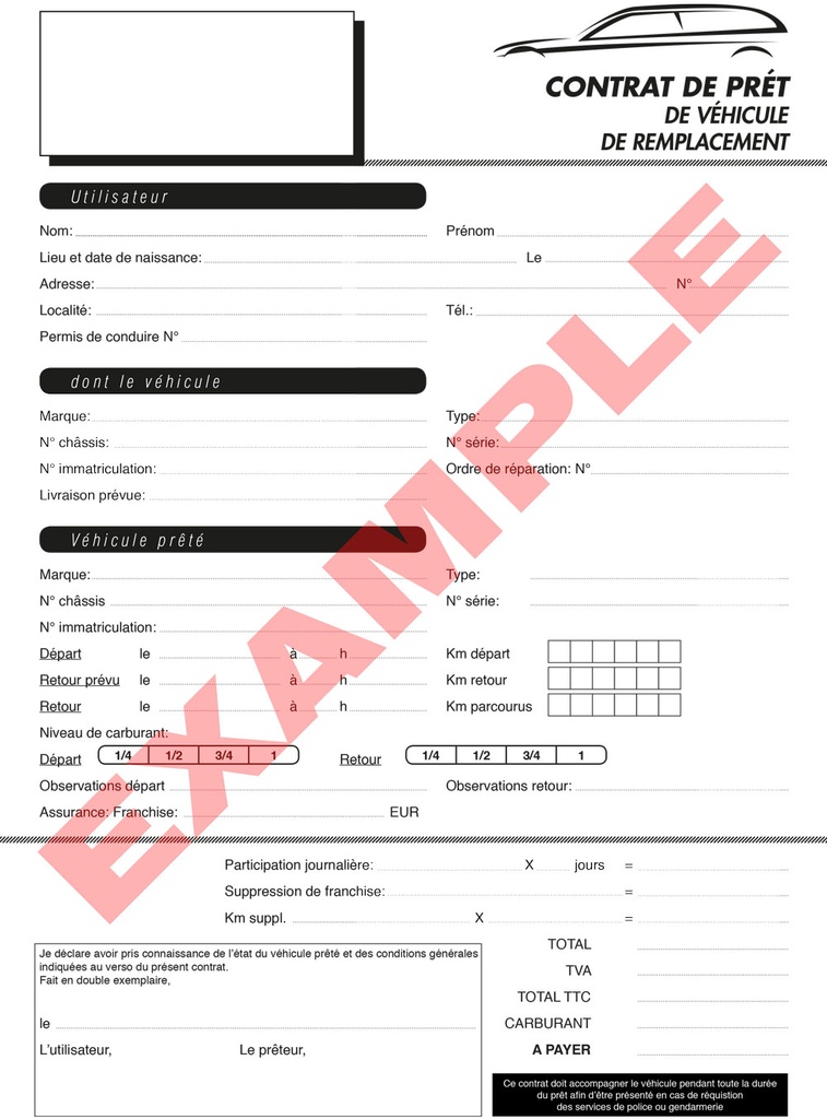 Contrat pour véhicules de remplacement x50 - Français