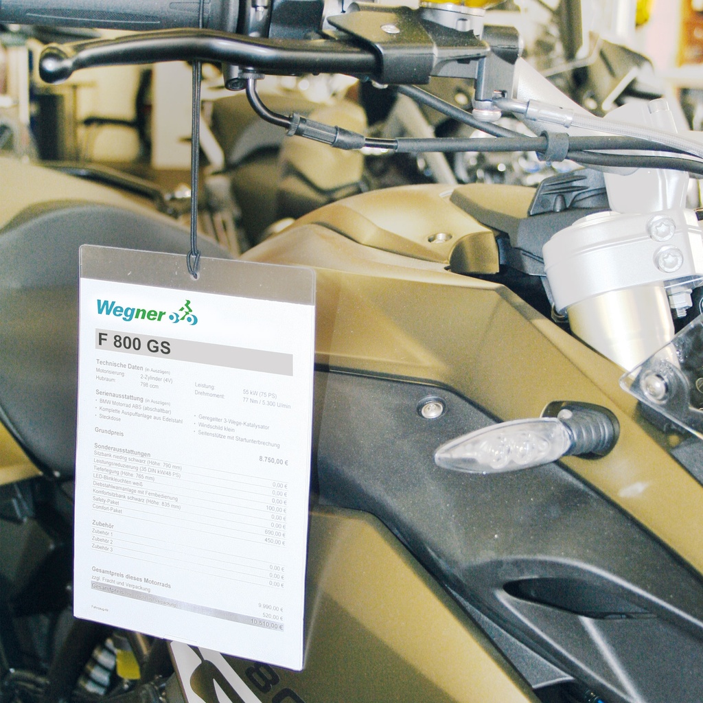 Porte fiche de prix A5 pour motos