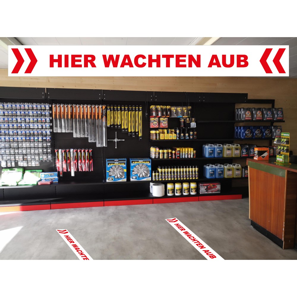 Adhésif de sol "Hier wachten AUB"