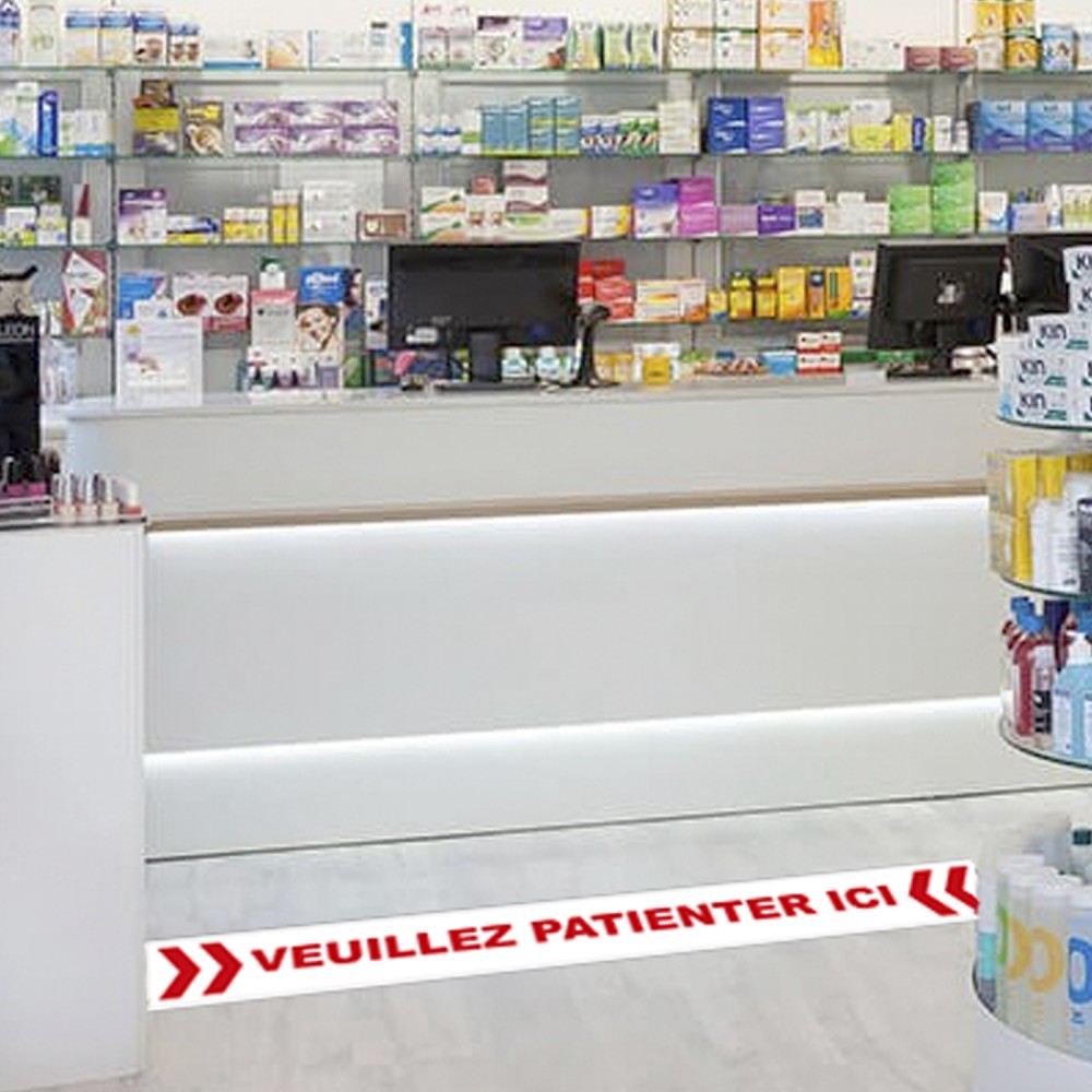Vloersticker - Veuillez patienter ici 