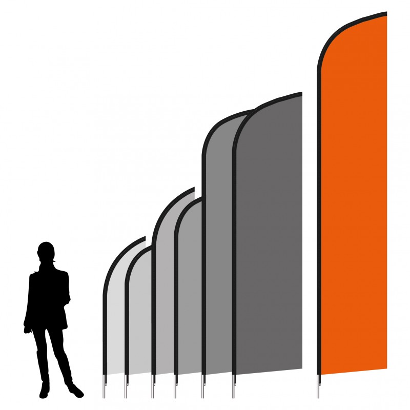 Beach flag 450 x 85 cm avec marquage personnalisé