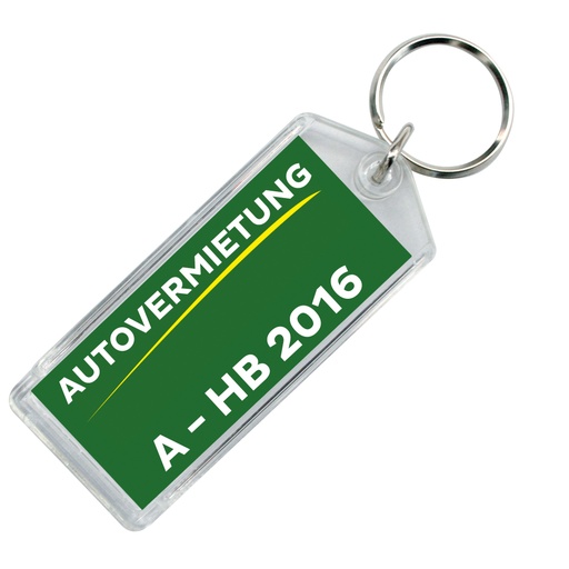 [933000050] Sleutelhangers van acrylglas 75 x 32 mm