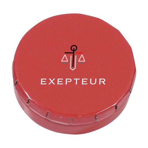 Mini ClicTin pepermuntjes met opdruk op het deksel