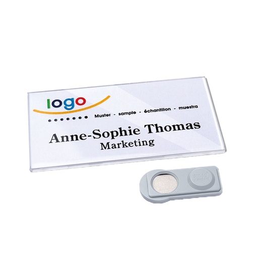 [764130050] Badge nominatif en acrylique avec fixation par aimant