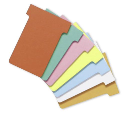 Fiches cartonnées en T (60 x 85 mm) x100