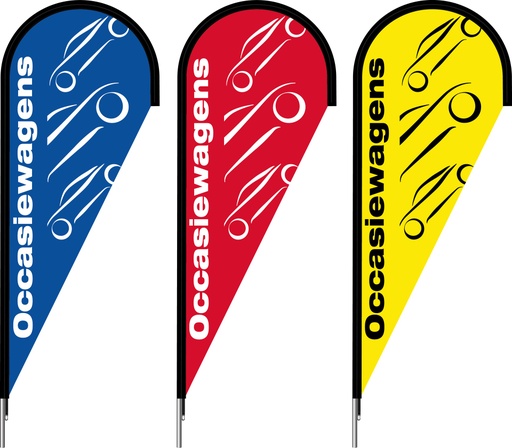 Beach flag 230 x 90 cm - "Occasiewagens"