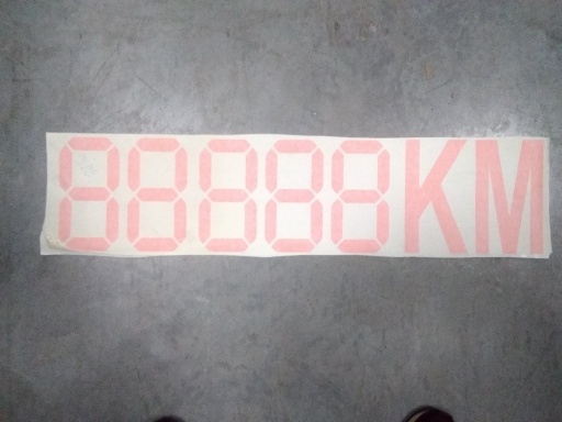 [142803] Affichage Digital - 88888Km- Orange Fluo - 80 X20 Cm