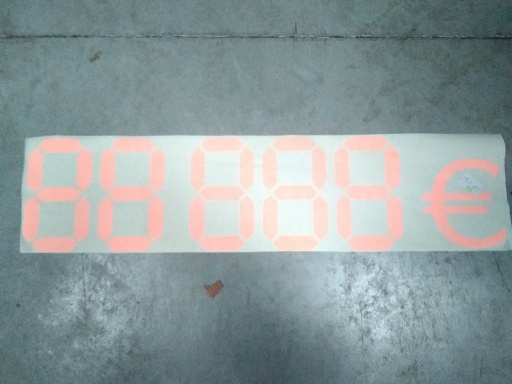 [142805] Affichage Digit- 88888€  Orange Fluo - 80 X 20 Cm