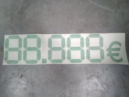 [142806] Affichage Digit- 88888€ Vert Fluo 80 X20 Cm