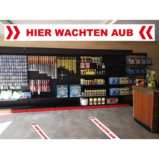 [666667VSTINL] Adhésif de sol "Hier wachten AUB"