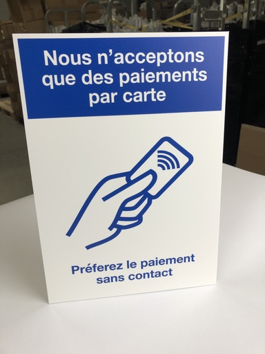 [NLG004FR] Support en Polystyrène "Nous n'acceptons que des paiements par carte"