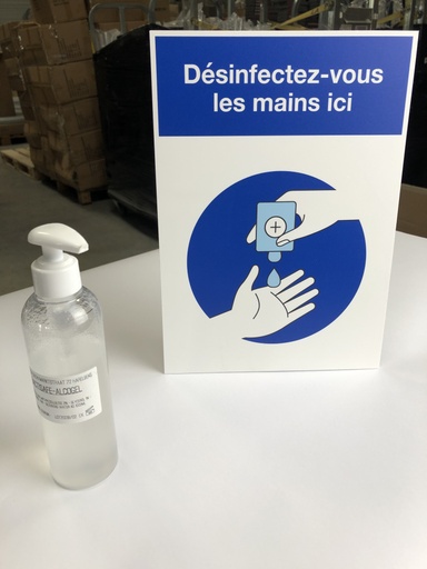 [NLG001FR] Standaard in Polystyreen - Désinfectez-vous les mains ici